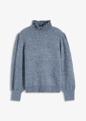 Sweter z golfem i falistym wykończeniem