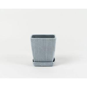 Doniczka ceramiczna Kwadrat z podstawkiem 16 cm szary