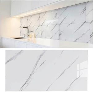 SAMOPRZYLEPNY PANEL BIAŁY MARMUR PCV LAMINAT POŁYSK 80x40 cm