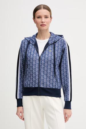 Lacoste bluza rozpinana z kapturem damska z bawełną
