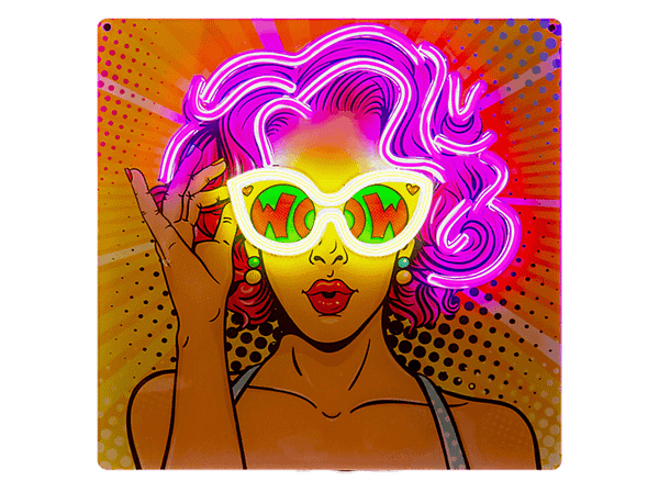 Wiszący neon LED SBS Girl Vintage Wielokolorowy