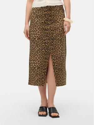 Vero Moda Spódnica jeansowa Veri 10331065 Brązowy Regular Fit