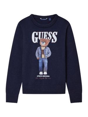 Guess Sweter L6RR04 Z2ZK2 Granatowy Regular Fit