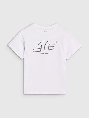 4F koszulka bawełniana t-shirt dla chłopca 4FJWMM00TTSHM2331 biała (134)