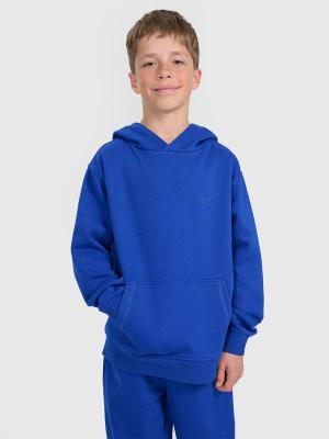 4F bluza dresowa chłopięca z kapturem 4FJWAW25TSWSM1945 niebieski (128)