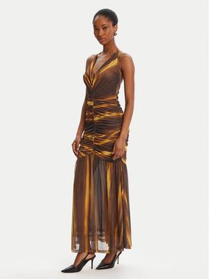 Bardot Sukienka koktajlowa Aries Mesh Maxi 59999DB Brązowy Slim Fit