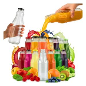 50x Butelki Szklane FRUIT 1L Butelka Słoik Na Sok Soki Mleko Syrop 1000ml