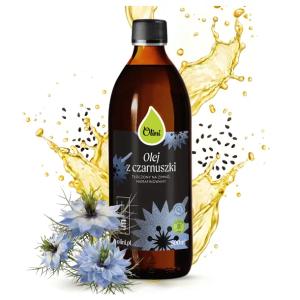 Olini Olej z Czarnuszki Tłoczony na Zimno Nierafinowany Tymochinon 500 ml
