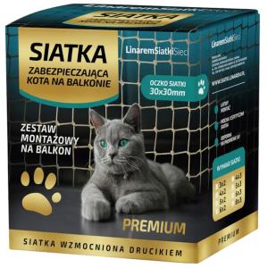 ZESTAW SIATKA NA BALKON 2x3 DLA KOTA Z DRUCIKIEM PREMIUM 110g BEZ WIERCENIA