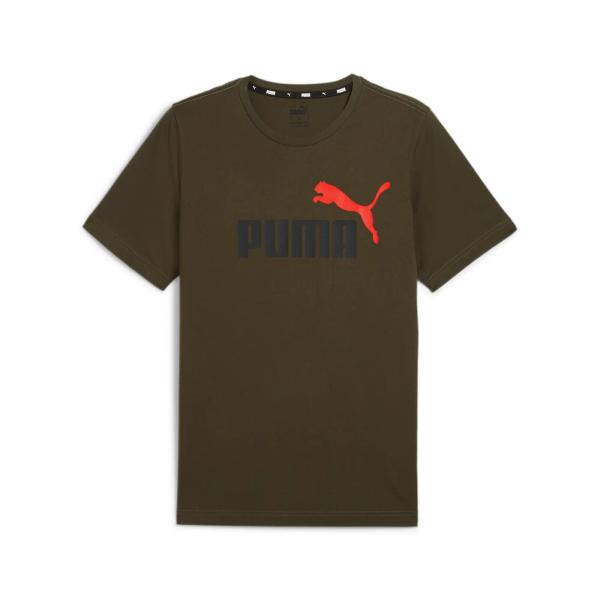 PUMA koszulka męska t-shirt bawełniany ESS+ 2 Col Logo Tee khaki (M)
