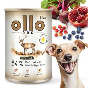OLLO Plus Mokra Karma Psa Wysokobiałkowa Hipoalergiczna JELEŃ KOLAGEN 400g