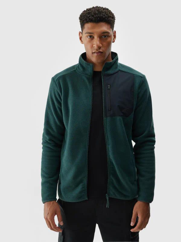 4F bluza polarowa męska z kieszonką na klatce 4FWAW25TFLEM414 zielony (3XL)