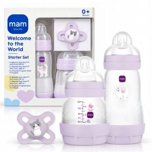 Zestaw butelki antykolkowe MAM Easy Start 130+260ml + smoczek Start Fiolet