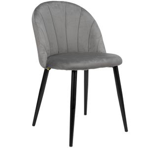 Krzesło tapicerowane muszelka 833-1 szary welur | OUTLET