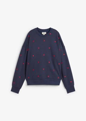 Bluza oversize z haftem, z mieszanki bawełny