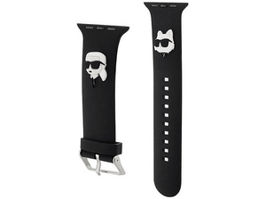 Pasek KARL LAGERFELD do Apple Watch 38/40/41mm 3D Rubber Karl&Choupette Heads Czarny KLAWMSLKCNK