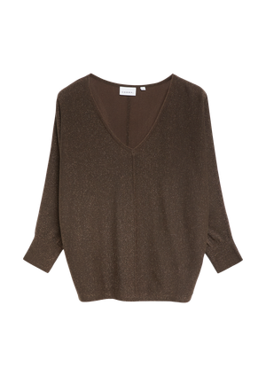 Sweter z cienkiej dzianiny z błyszczącą przędzą i rękawami à la nietoperz