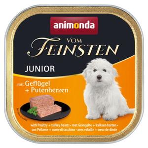 animonda Vom Feinsten mokra karma dla psa, Junior, Drób i serca indycze 22x150 g