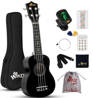UKULELE SOPRANOWE CZARNE + GRATIS ZESTAW AKCESORIÓW POKROWIEC KOSTKI