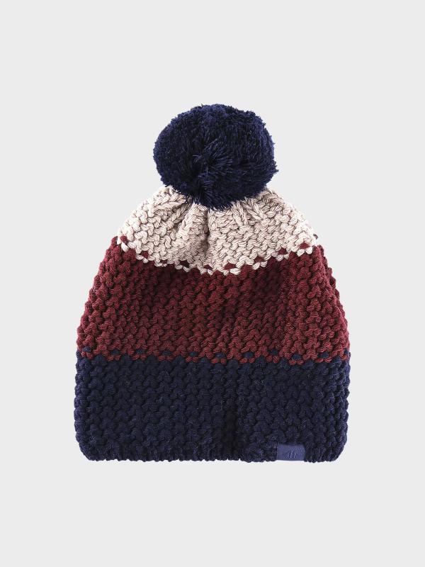 4F czapka bawełniania dziecięca z pomponem M432 czerwona (one size)