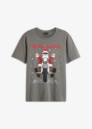 T-shirt z bożonarodzeniowym motywem, z czystej bawełny organicznej