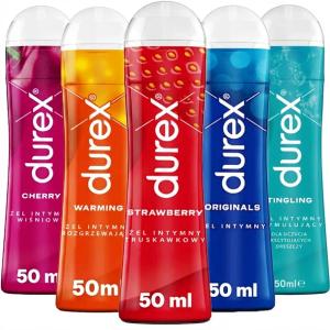DUREX ŻEL NAWILŻAJĄCY STYMULUJĄCY SMAKOWY zestaw ŻELI mix różne rodzaje 5x