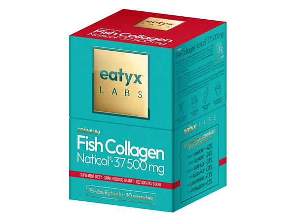 Kolagen EATYX LABS Collagen rybi Naticol 37 500 mg peptide hibiskus-granat 30szt. 75g Wielokolorowy