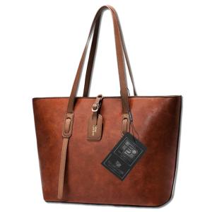 Torebka Damska Skórzana BAD&BAGS Na Ramię Torba Shopperka Pojemna Brązowa