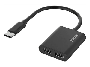 Adapter HAMA USB-C wtyk -2x gniazdo Ładowanie + audio