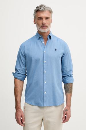 U.S. Polo Assn. koszula męska z bawełną LINEN BLEND LS