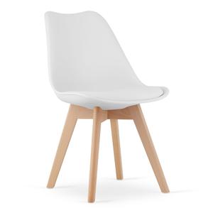 Krzesło skandynawskie 53E-7 | Biały | Drewniane nogi | OUTLET