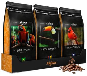 Kawa ziarnista 1kg x3 BRAZYLIA/KOLUMBIA/HONDURAS ARABICA Świeża + GRATIS