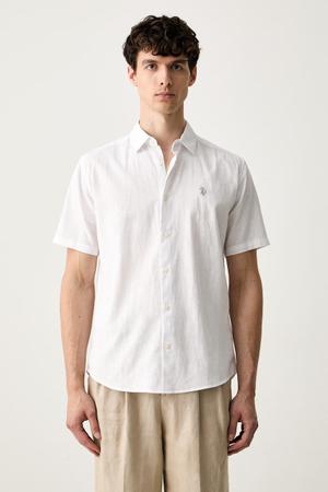 U.S. Polo Assn. koszula męska z dodatkiem lnu LINEN BLEND SS