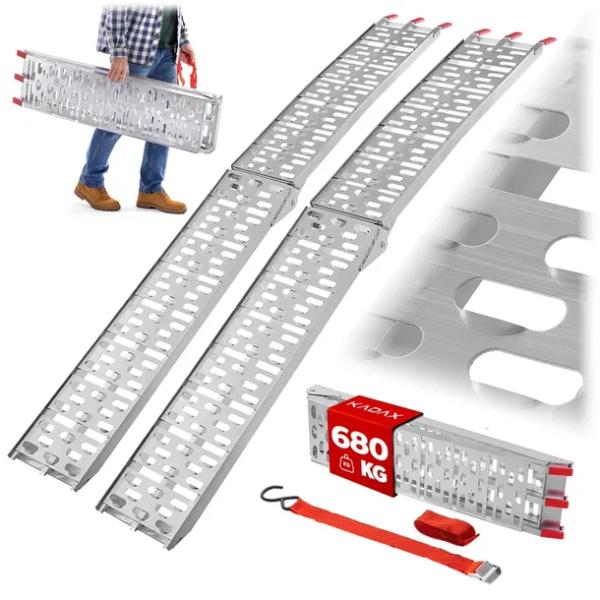 2 SZT. RAMPA NAJAZDOWA 680kg 223 cm SKŁADANA PRZEŁADUNKOWA ALUMINIUM NAJAZD