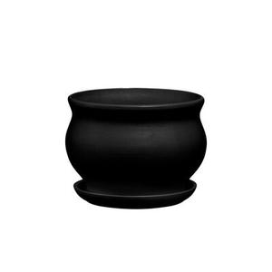 Doniczka ceramiczna z podstawką kokarda 13 x 17,5 cm czarny mat symbol 661