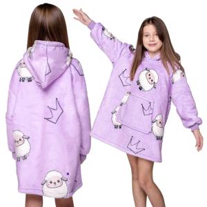 KOC BLUZA Oversize Ciepła Gruba KOCOBLUZA 2w1 OWIECZKI Futrzak Dziecięca