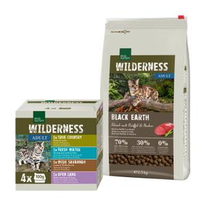 REAL NATURE Wilderness Zestaw karm mieszanych Adult Black Earth 2,5 kg + 4 x 100 g wielopak