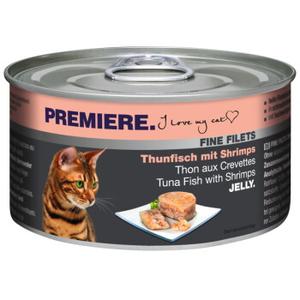 PREMIERE Fine Filets – karma mokra dla dorosłych kotów w galaretce Tuńczyk z krewetkami 48x100 g