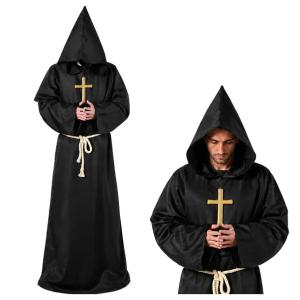 Kostium Halloween Mnich Średniowieczny Zakonnik Krzyż Ksiądz HALLOWEEN