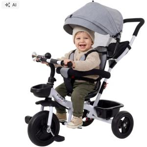 Rowerek trójkołowy spacerowy z trąbką dla dzieci Funfit Kids Twist szary