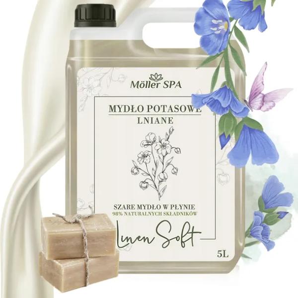 Möller SPA NATURALNE SZARE MYDŁO POTASOWE LNIANE W PŁYNIE JAKOŚĆ 5L