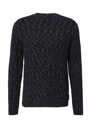 Sweter z dzianiny w cętki o prążkowanej fakturze