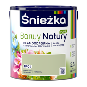 Farba lateksowa Barwy Natury PLUS klasyczny oliwkowy BP04 2,5 l Śnieżka