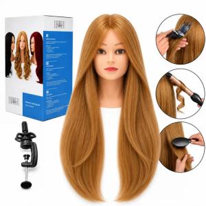 Główka głowa treningowa fryzjerska Ela włos naturalny 60 cm + Statyw
