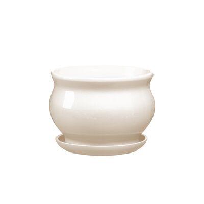 Doniczka ceramiczna z podstawką kokarda 17 x 23,5 cm krem połysk symbol 660