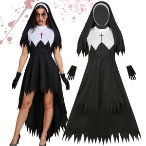 STRÓJ KOSTIUM ZAKONNICY PRZEBRANIE SIOSTRA ZAKONNA HALLOWEEN XS S 164 170