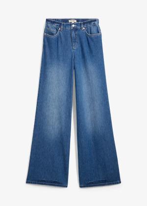 Jeansy wide leg, high waist, full length, z wygodnym pasem