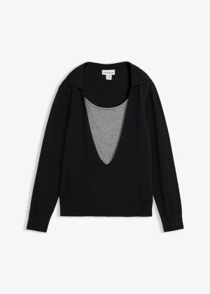 Cienki sweter w optyce warstwowego z mieszanki wiskozy