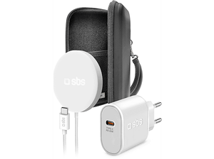 Ładowarka indukcyjna SBS 15W Biały + ładowarka sieciowa PD 20W organizer