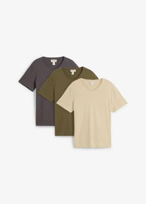 T-shirt z dekoltem w serek (3 szt.)